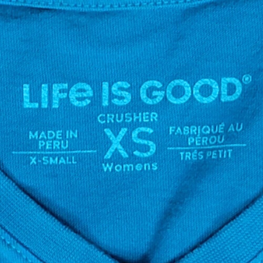 Life Is Good Aqua V-Neck Short Sleeve This Is How I Roll Cat Crusher Tee - XS - Picture 8 of 8